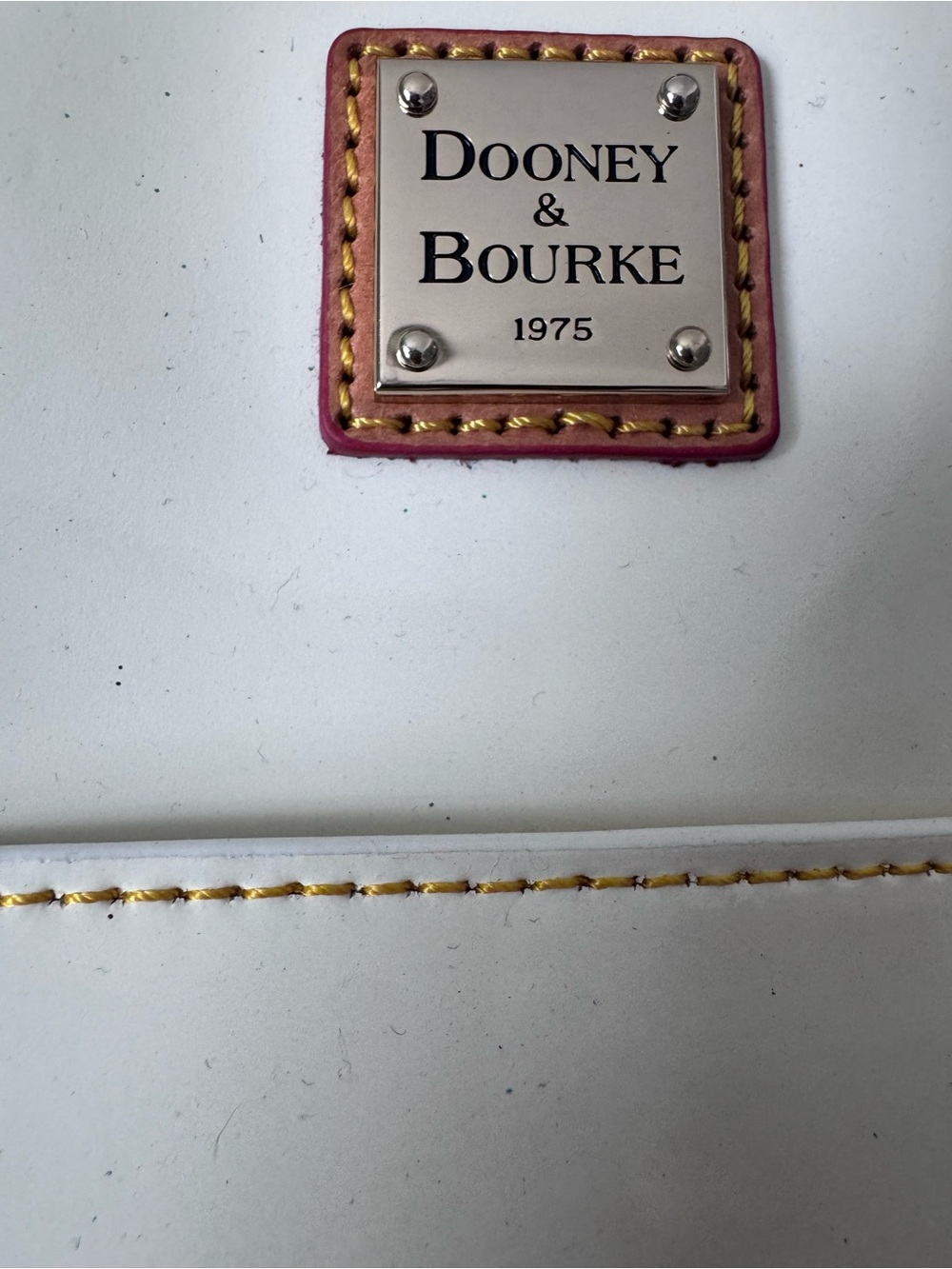 Dooney & Bourke Blue & Cream Patent Leather Tote with Tan Straps - Picture 3 of 10